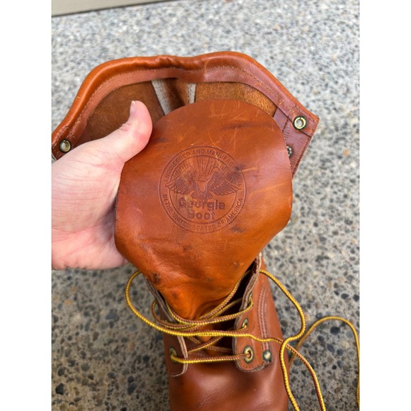 Georgia Boot Men's 10W Tan Leather Logger Work Boots Made in USA Comfort Core - Picture 13 of 13